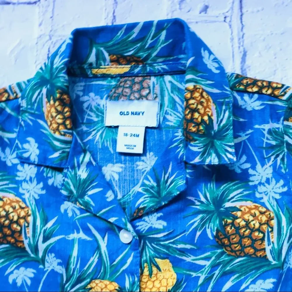 Old Navy Pineapple Print Blouse Sz 18-24M